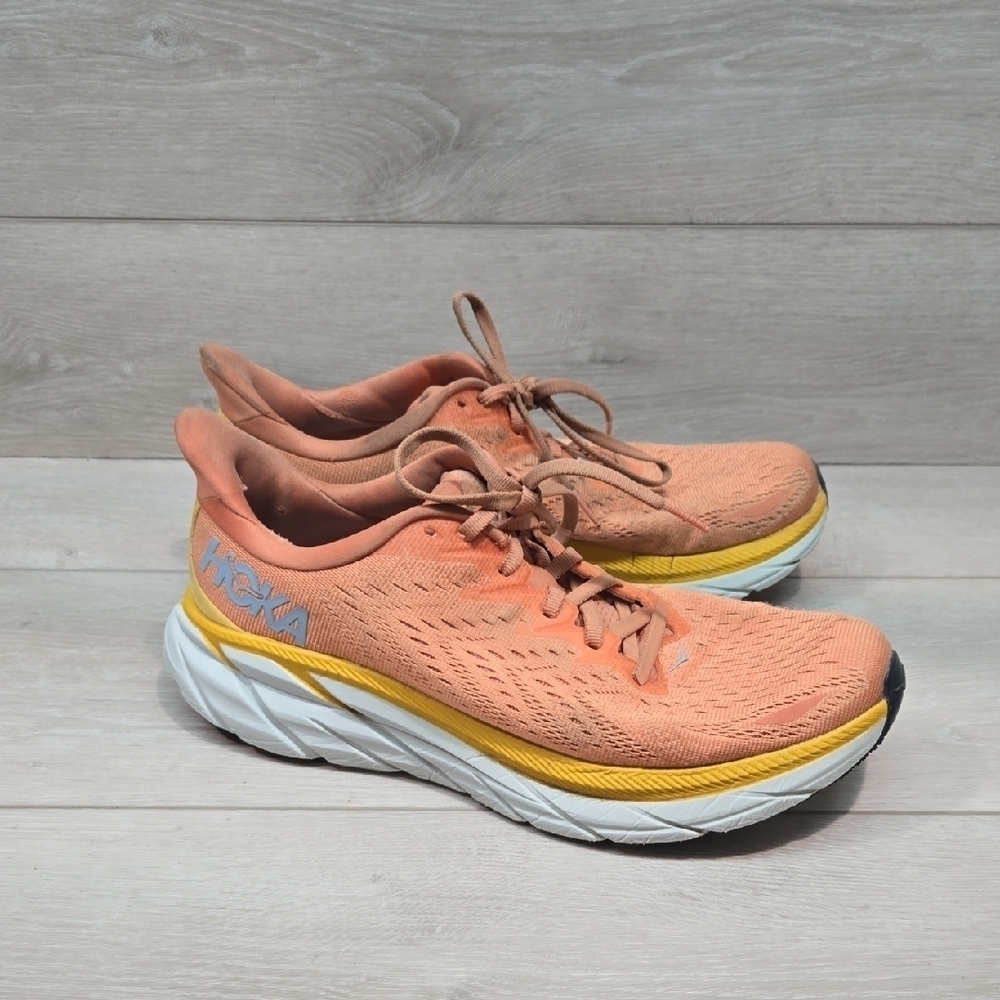 Hoka One One Women's Clifton 8 Orange Running Shoes Athletic Sneakers Sz 9.5B